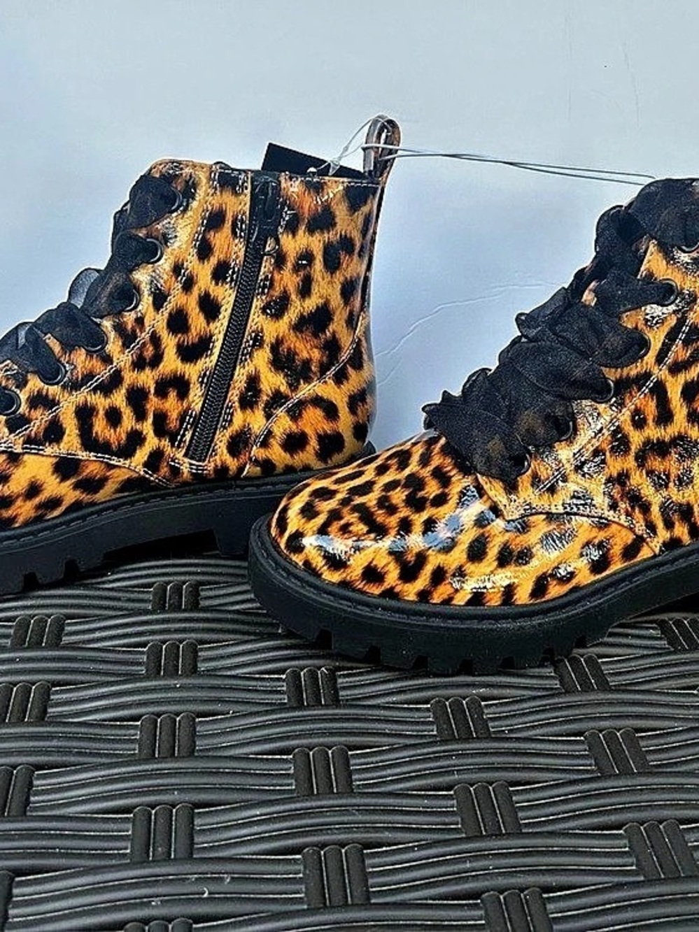 art class Kayden Leopard Print Combat Boots US 3 NWT